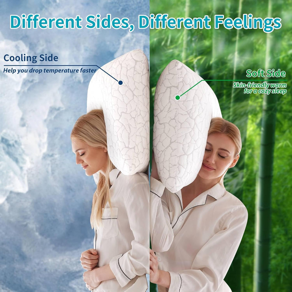 Wgakced Cooling Pillows for Sleeping 1 Pack, Standard Size Adjustable Shredded Memory Foam Pillows, Firm Bed Pillows for Side, Back, Stomac…