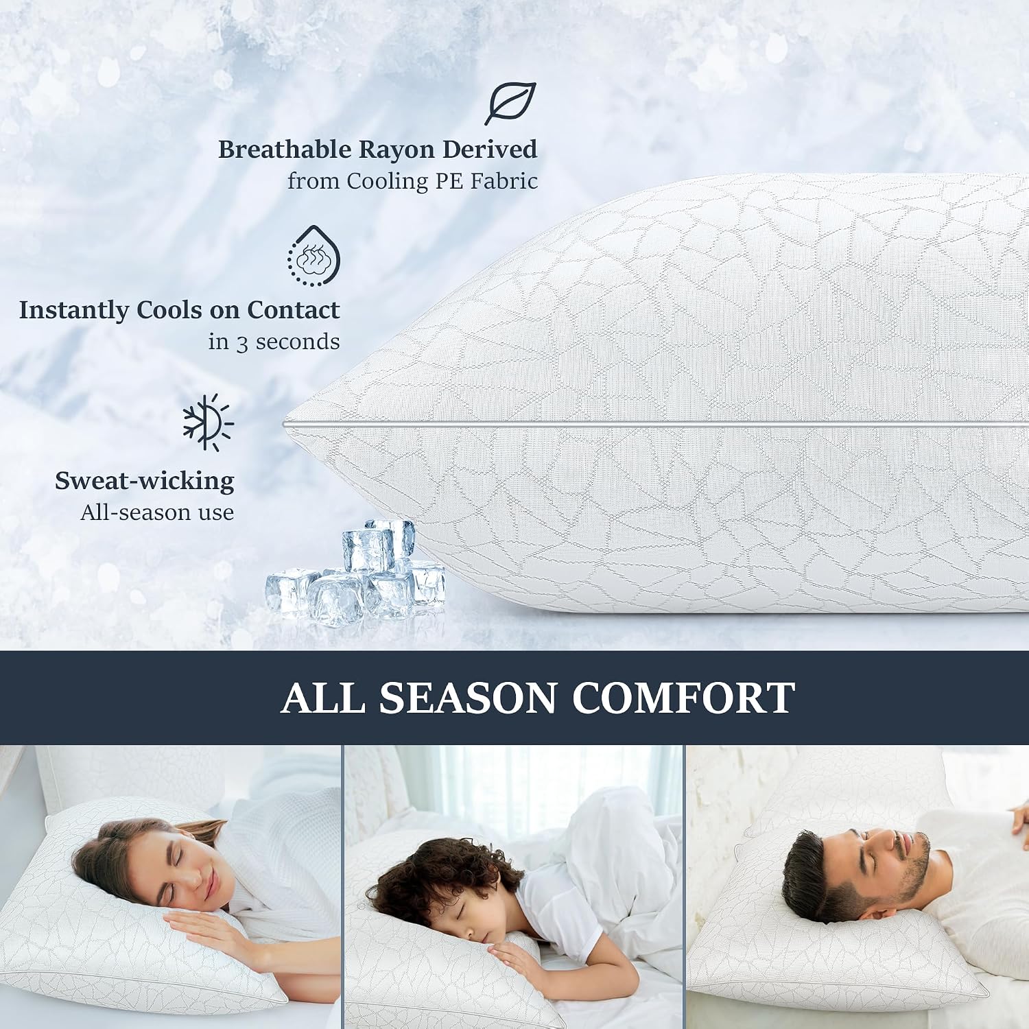 COZSINOOR Standard Size Cooling Bed Pillows - Premium Down Alternative Breathable Pillows Set of 2 for Side, Back, and Stomach Sleepers…