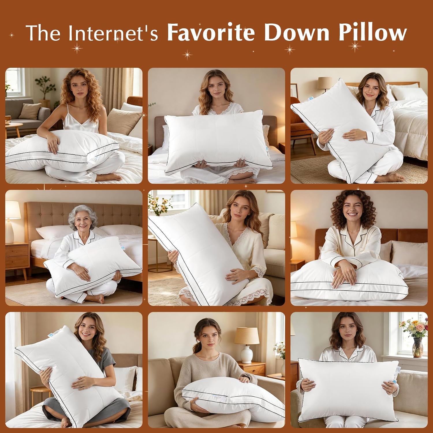 Davmabcjy 3 in 1 Adjustable Goose Down Pillows Standard Size Set of 1, Cooling Cover Bed Pillows, Fluffy Soft Feather Down Pillow fo…