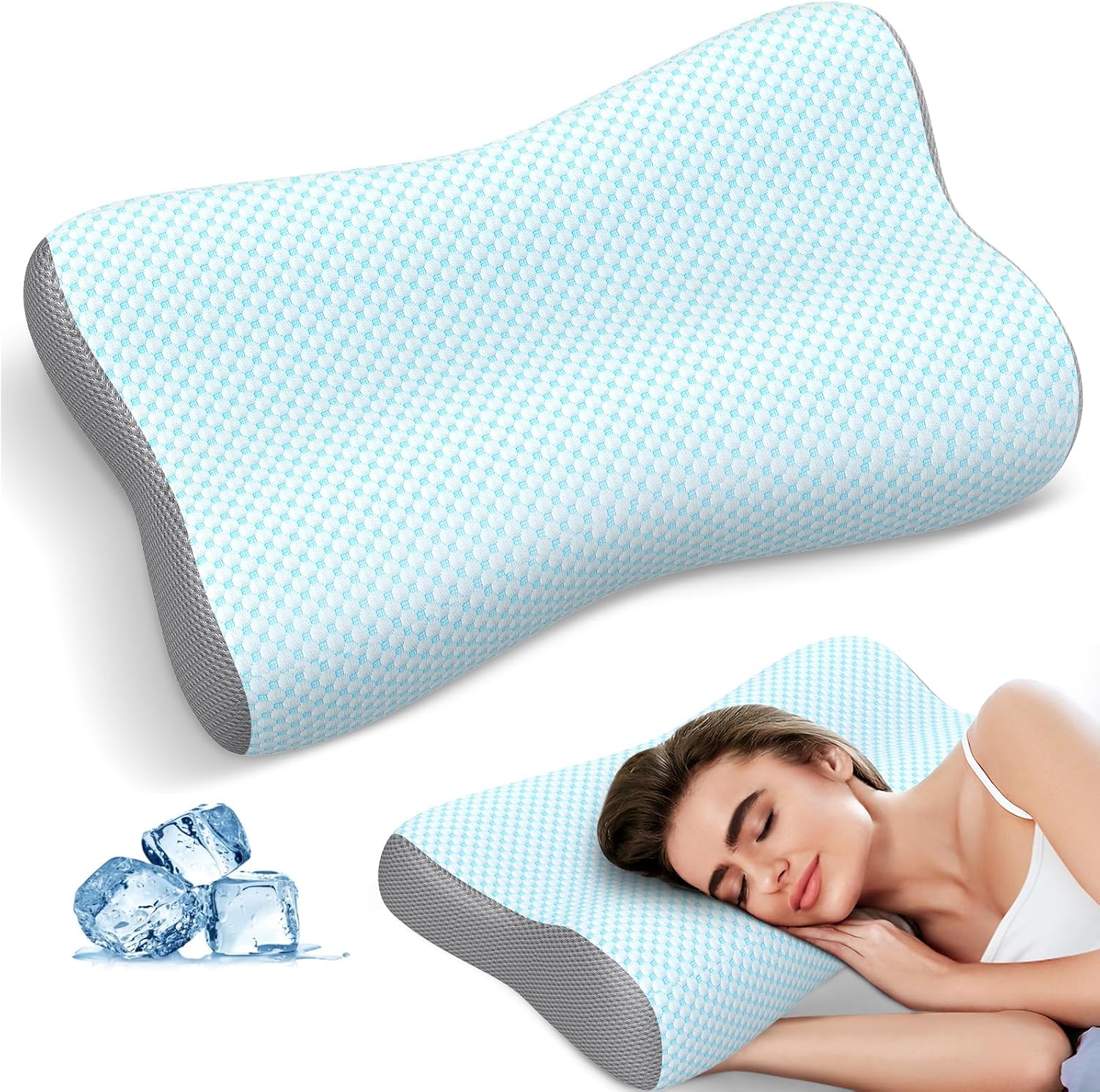 Polovo Cervical Neck Pillow for, Contour Memory Foam Pillows for Sleeping, Ergonomic Pillow Orthopedic Cooling Pillow Bed Pillow Neck Supp…
