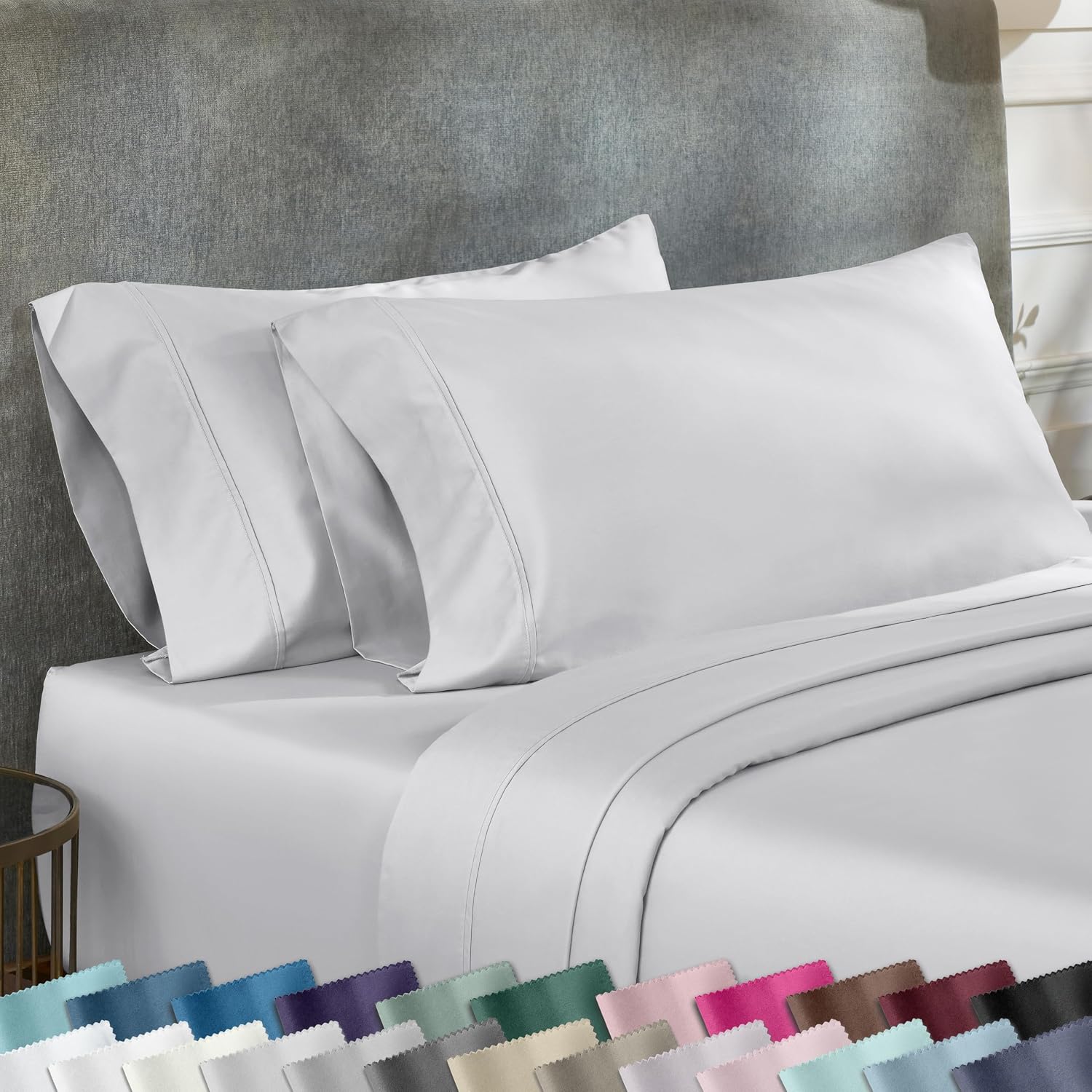 CaliforniaDesignDen California Design Den Queen/Standard Pillow Cases Set of 2-400 Thread Count Sateen, Natural 100% Cotton Pillowcases Que…