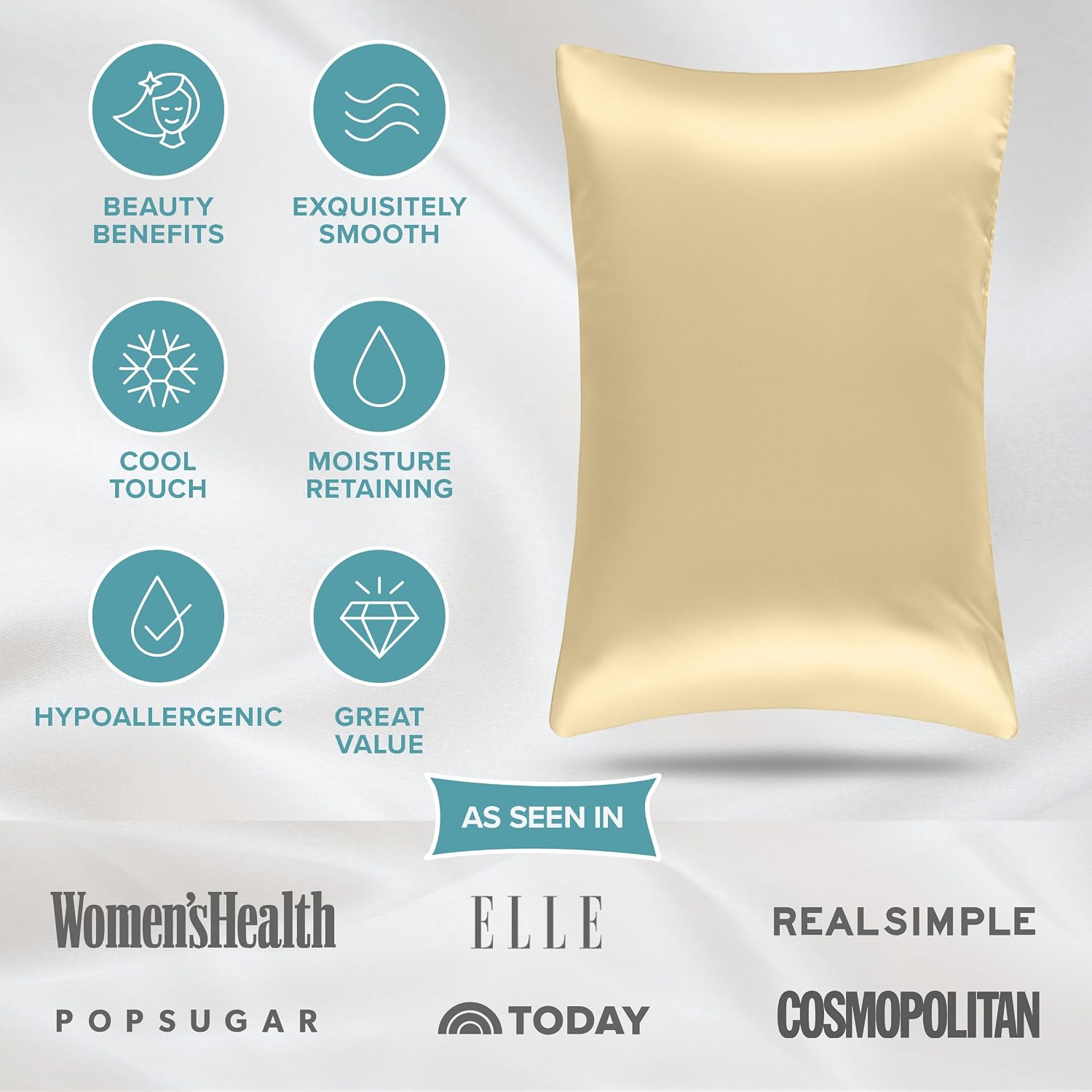 BareHome Bare Home 100% Mulberry Silk Pillowcase for Hair and Skin - Ultra 6A Grade 19 Momme Silk Pillow Case - Hidden Zipper - Breathable…