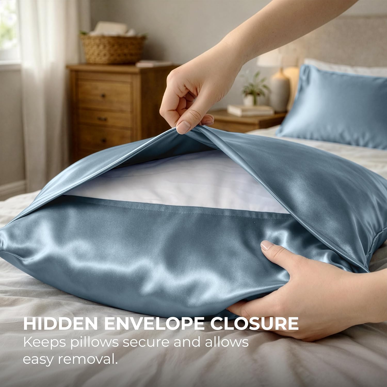 PureBedding Pure Bedding Satin Pillowcase 2 Pack - Queen Size (20"x30", SkyBlue) - Silky Pillow Cases for Hair and Skin - Satin Pillow Cove…
