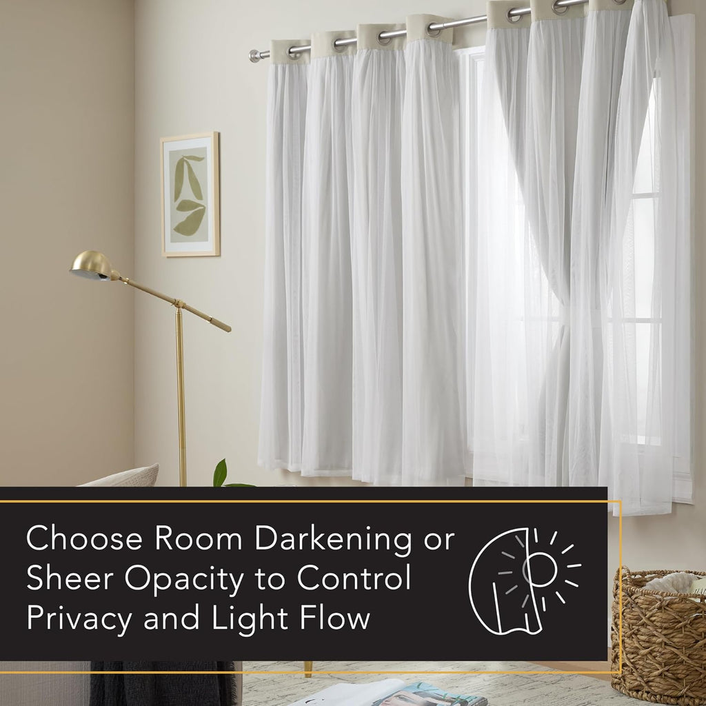 TOWN & COUNTRY LUXE Talia Double Layer Indoor Curtains, Sheer and Room Darkening Blackout, Grommet Top, Energy Efficient, 2-Pack Set…
