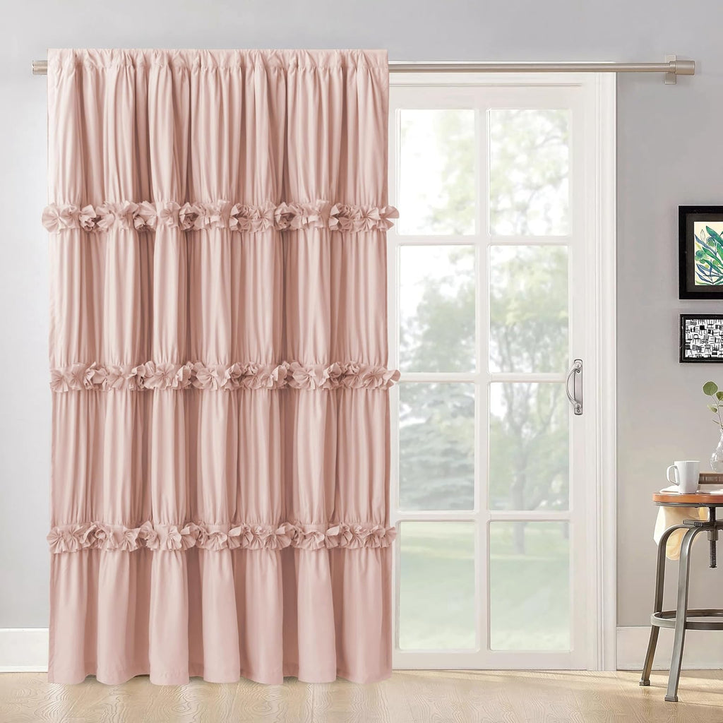 Homechoice Decor Room Divider Window Curtains, Boho Ruched Blackout Window Treatments with 3 Rows of Butterfly Flowers, Rustic Rod Pocket…