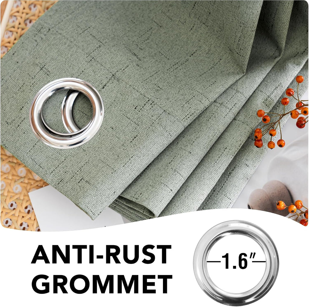 H.VERSAILTEX White Linen Blackout Curtains Durable Thick Textured Linen Look 100% Blackout Patio Door Curtain Anti Rust Grommet Extra…