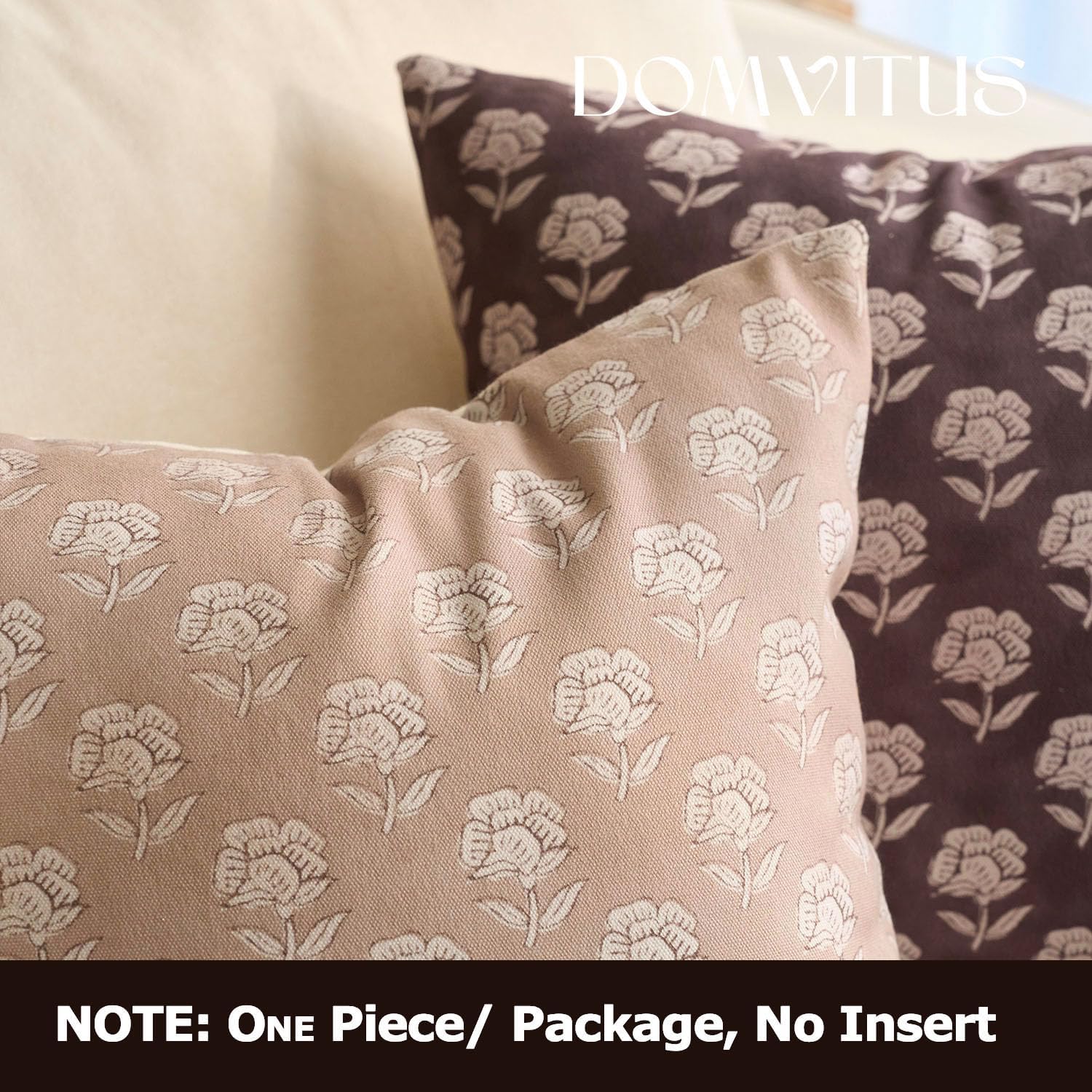 Domvitus Floral Pillow Covers 24x24 Throw Pillow Covers Decorative Farmhouse Block Floral Print Vintage Pillow Cover for Living Room Couch…