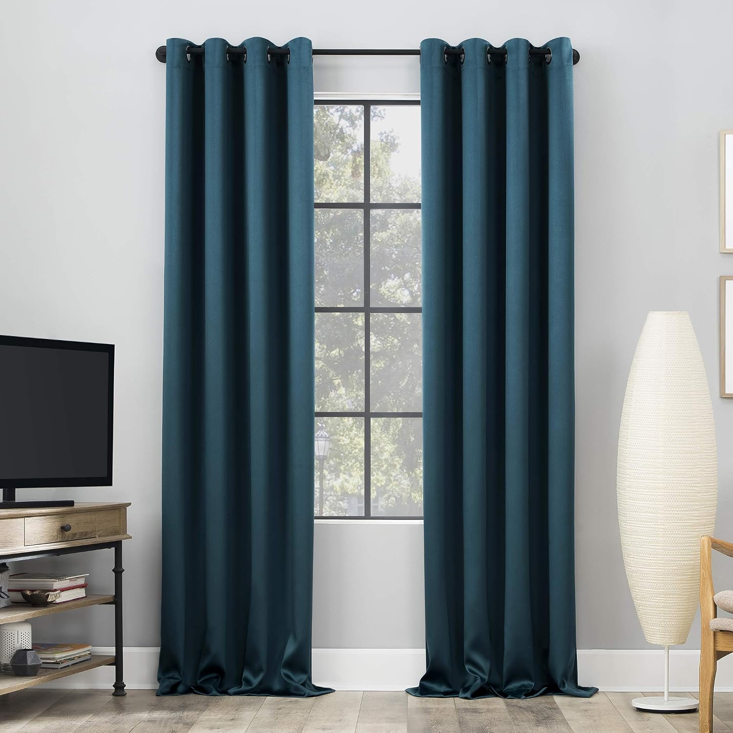 Sun Zero Nordic 2-pack Theater Grade Extreme 100% Blackout Grommet Curtain Panel Pair, 52" x 63", Teal
