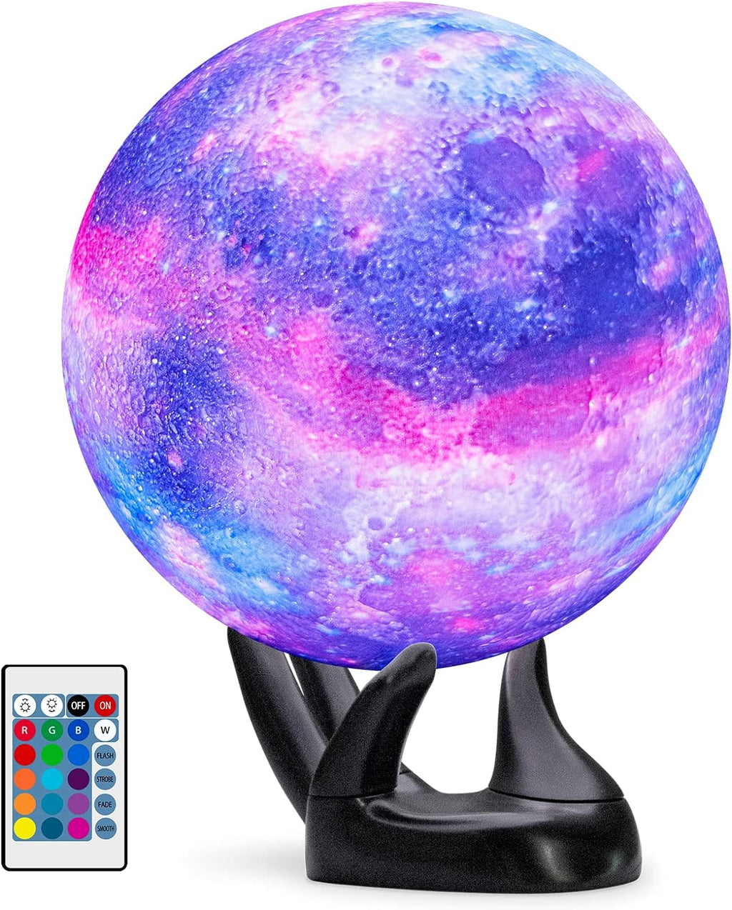 BRIGHTWORLD 7.1inch Galaxy Lamp 16 Colors Moon Lamp 3D Printing, Remote & Touch Control USB Rechargeable, Birthday Gifts for Women Room…