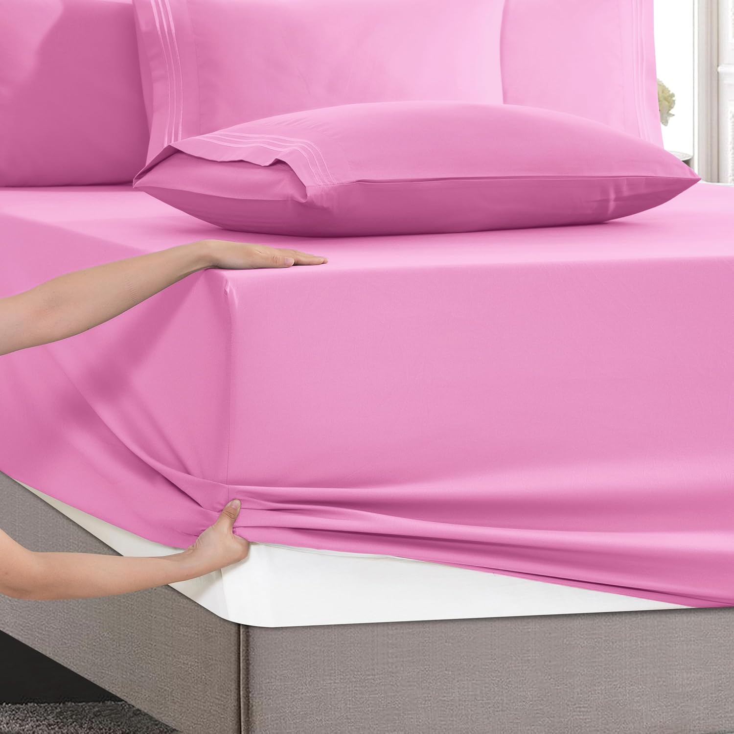 MocassiLuxuryBedding Mocassi Luxury 6-Piece Sheet Set, Ultra Soft 1800 Hotel Quality Microfiber Sheet Set, Fits Mattresses Up to 18 to 24 I…