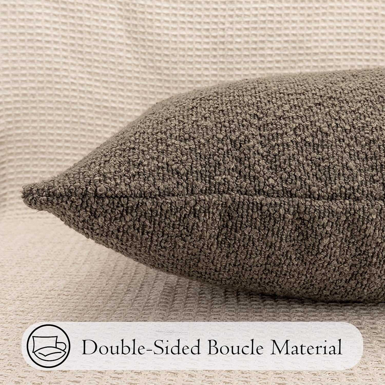 JoraLion 12x24 inch Boucle Lumbar Pillow Cover, Dark Brown Woven Texture Neutral Long Pillow Cover Breathable Cushion Case for Couch Sofa…