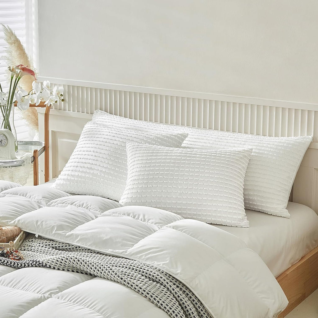 Warmdern White Pillow Covers Body Pillow Cover Soft Microfiber Pillow Cases Set of 1 Boho Textured Pillowcase with Envelope Closure(White,…