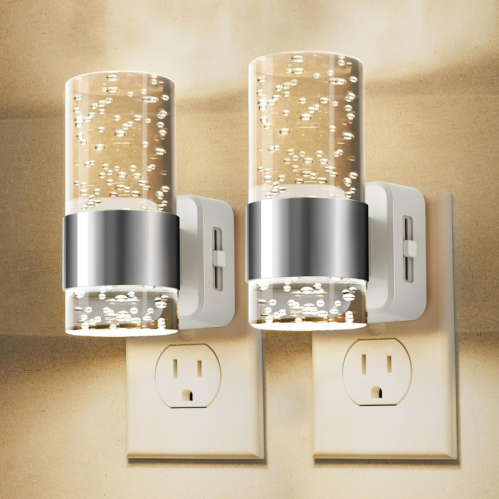 L LOHAS LED Night Light, Dimmable Night Lights Plug into Wall, 2 Pack Acrylic Nightlights with 0-100 LM Adjustable Brightness, 3000K Plug…