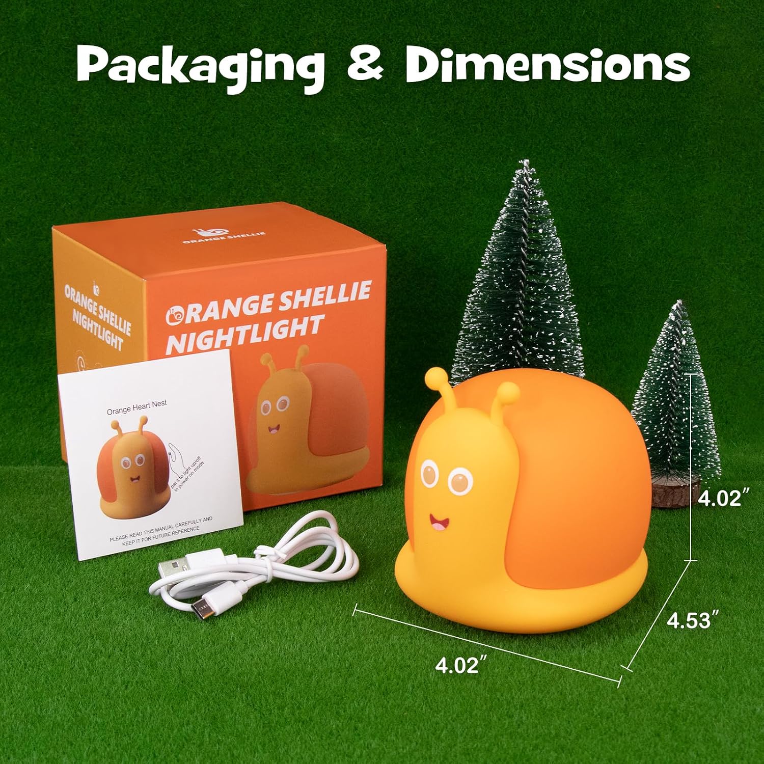 Cute Snail Night Light 2 Brightness Adjustable Fun Orange Slug Light with 30/60 Min Timer Squishy Nursery Breastfeeding Nightlight…