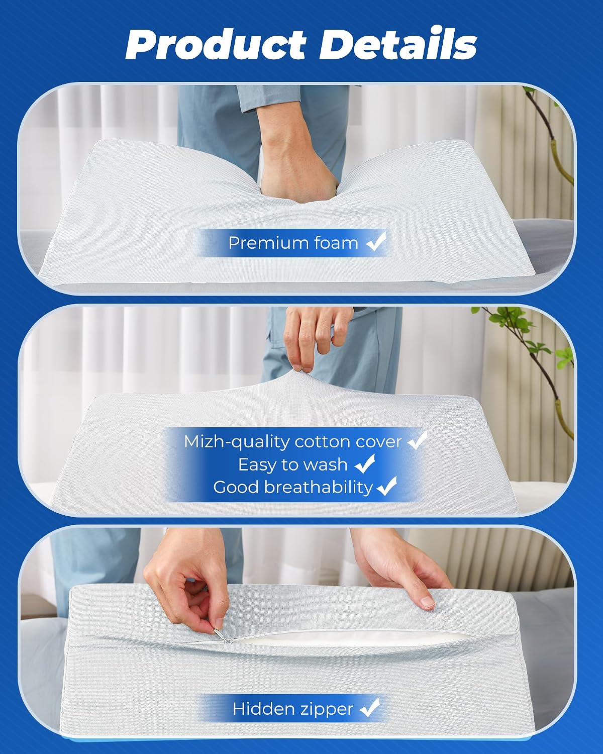 Fanwer Positioning Wedge Pillow for Side Sleeping (3 in 1), 40 Degree Triangle Bed Wedges & Body Positioners for Back Pain, Preventing Beds…