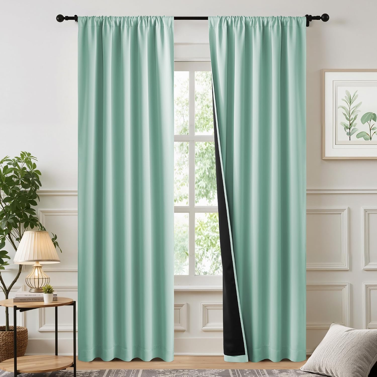 Nicetown Aqua Blue 52x84 Inch 100% Blackout Curtains, 2 Panels Energy Smart & Noise Blocking Out Drapes for Living Room Window, Thermal Ins…