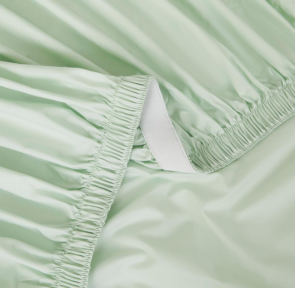 Linen Closet 3 Pcs 100% Cotton Twin Sheets Set, Sage Green, 400 Thread Count, Percale Weave, Deep Pocket Fitted Sheet, Fits Up To 18"…