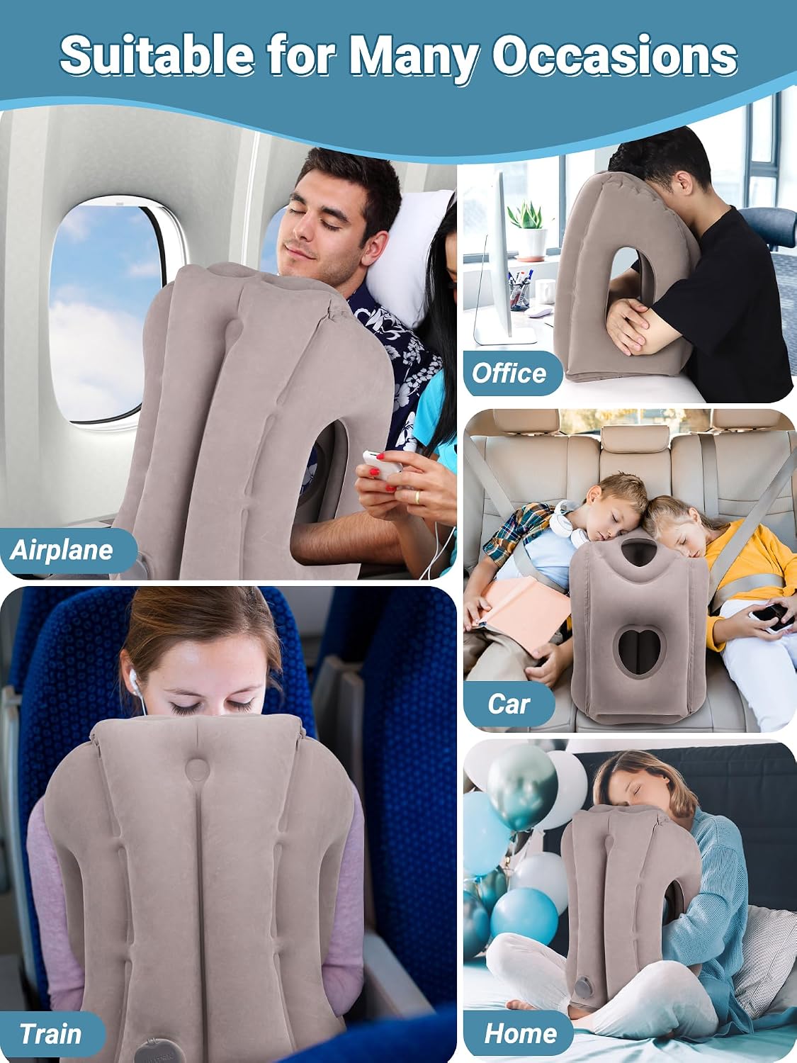 Maliton Inflatable Travel Pillow for Airplane Comfortable Sleeping to Relieve Neck and Shoulder Pain, Support Head Inflatable Pillow for…