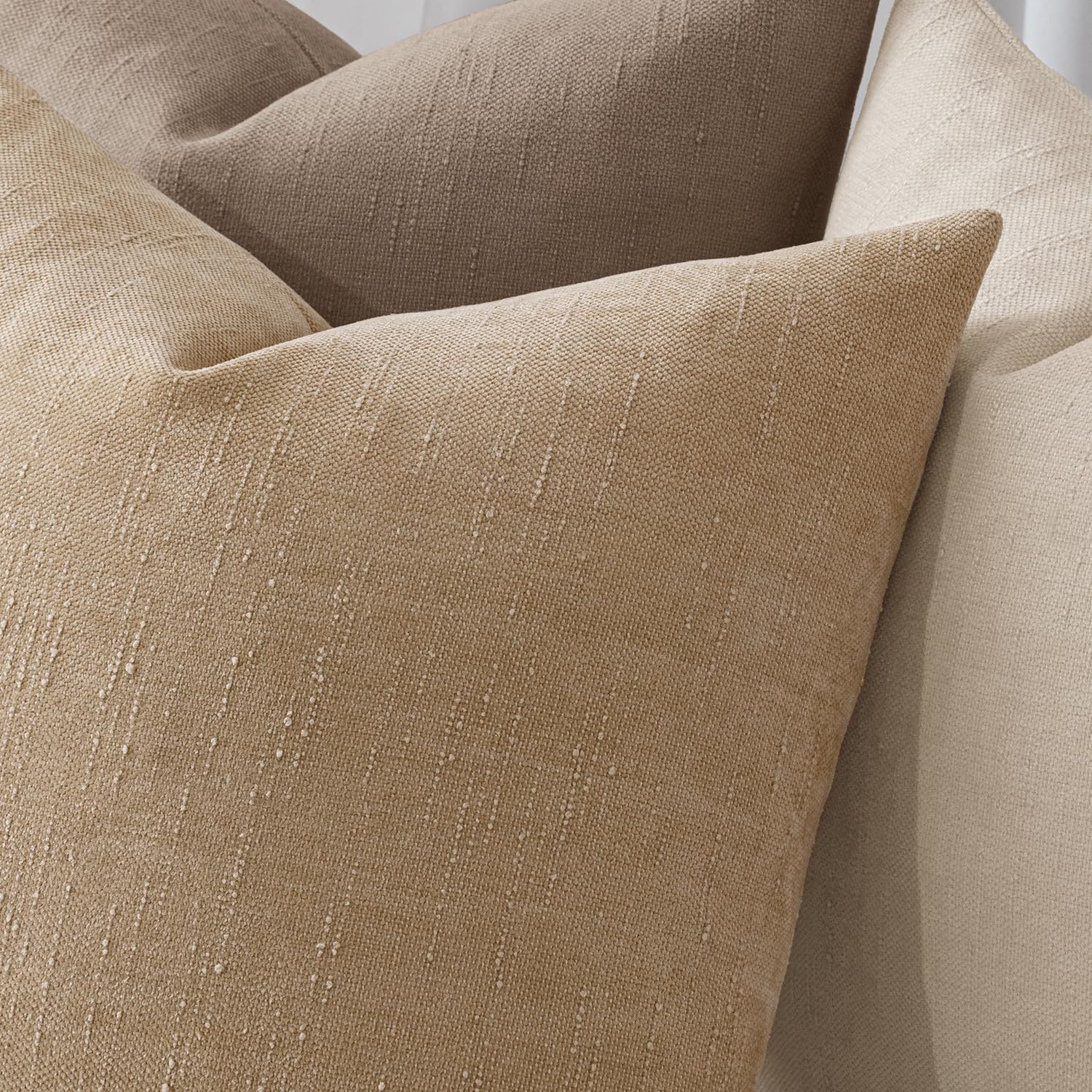MIULEE Textured Pillow Covers 26x26 Inch Pack of 2, Starfish Khaki Camel Soft Thick Euro Decorative Chenille Throw Pillows Neutral…