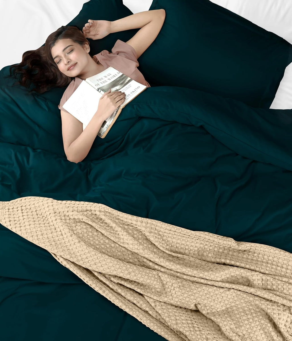 Utopia Bedding Duvet Cover King Size - 3 Piece with Zipper Closure - 1 Comforter Cover 104X90 Inches & 2 Pillow Shams 20X36 Inches (Teal)…