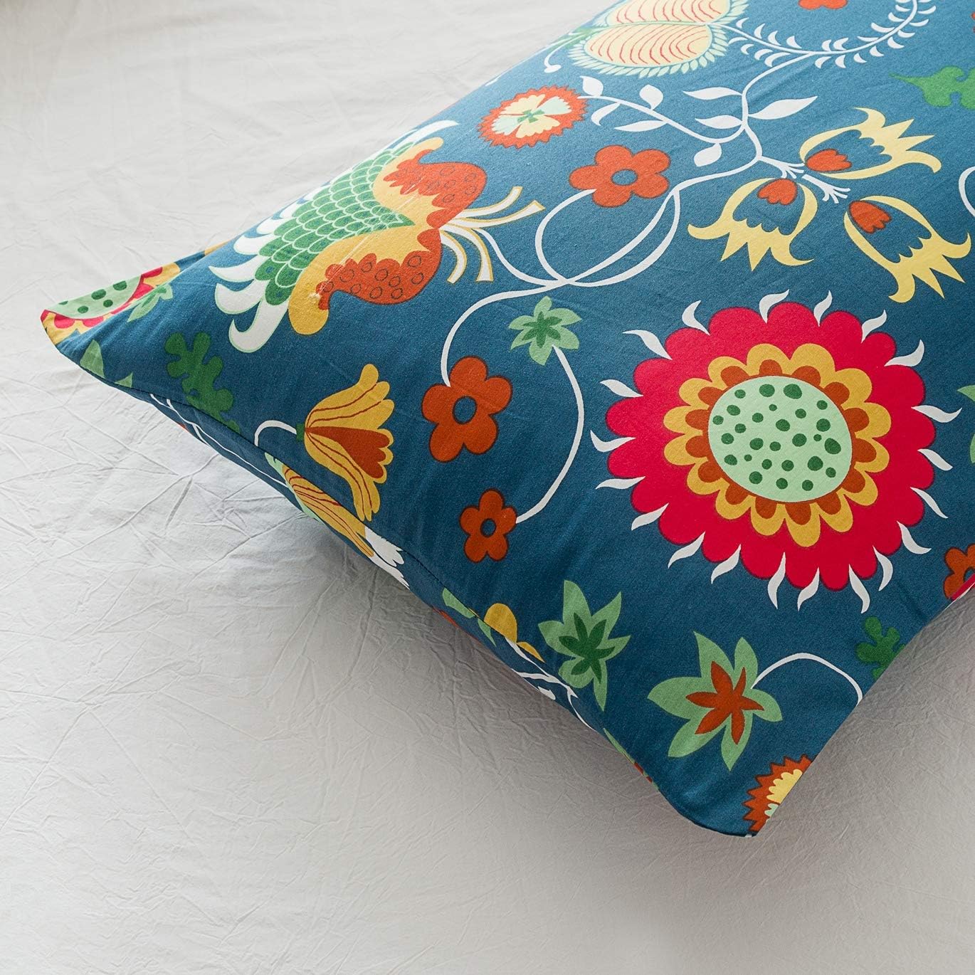 Susybao 100% Cotton Pillowcases Queen Size Set of 2 Sunflower Bed Pillow Covers Envelope Closure End Cactus Pillow Encasement Quality Soft…