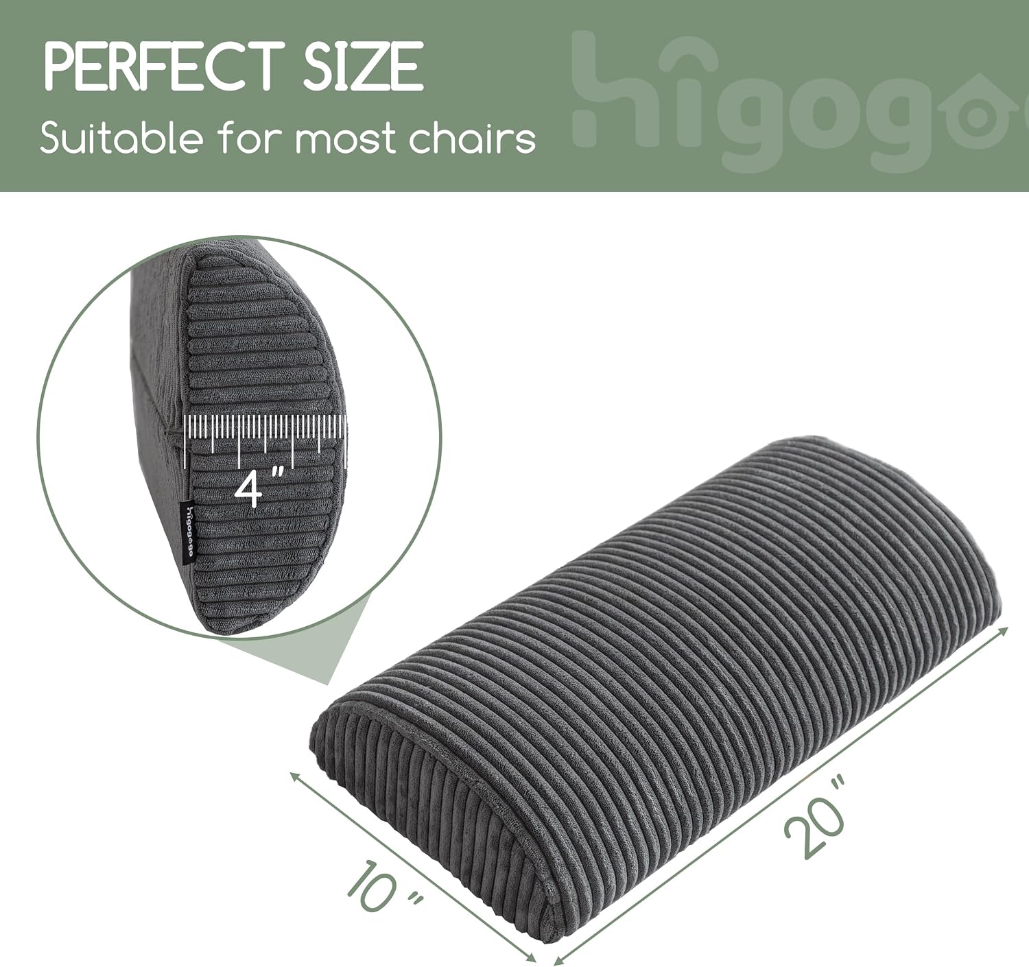 Higogogo Lumbar Support Pillow for Recliner Chair/Accent Chair/Couch, Memory Foam Back Support Cushion for Elderly, Recliner Cushions for B…