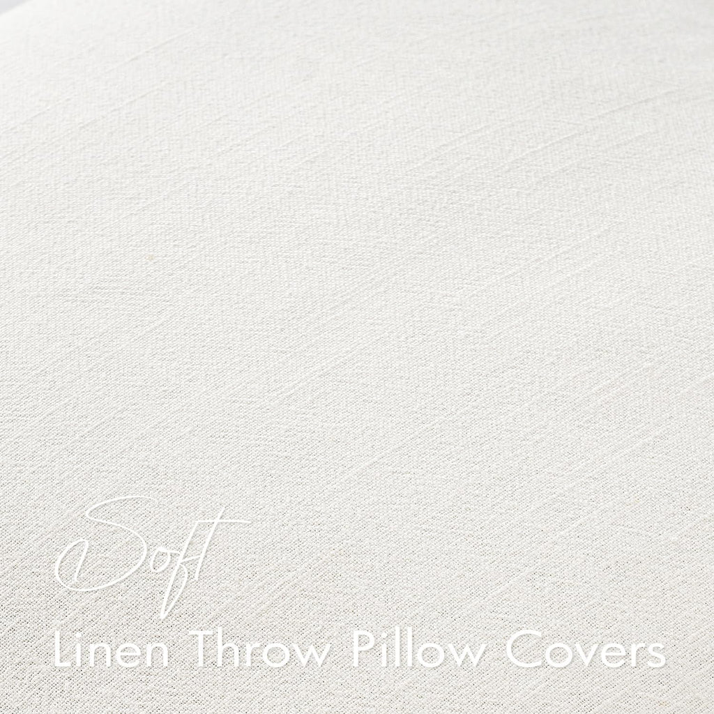 EMEMA Decorative Linen Throw Pillow Covers 22x22 Inch Cream Boho Farmhouse Neutral Couch Throw Pillows for Bed Pack of 2 Accent…