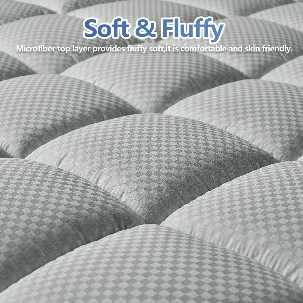MATBEBY Bedding Quilted Fitted California King Mattress Pad Cooling Breathable Fluffy Soft Mattress Pad Stretches up to 21 Inch Deep, Cal…