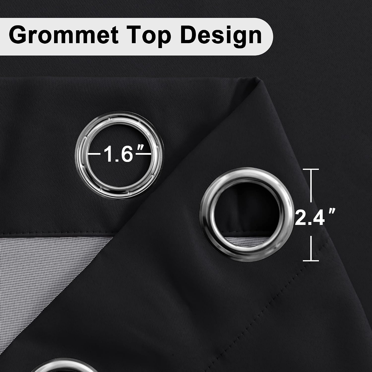 Xwzo Black Blackout Curtains 2 Panels with Tiebacks- Heat and Full Light Blocking Window Panels with Grommets for Bedroom/Basement, 54 Inch…