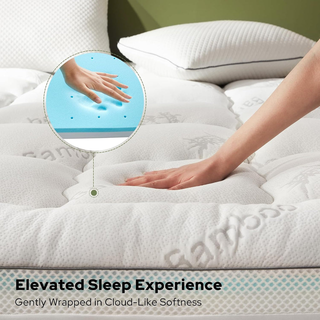 Bedlore 4 Inch Memory Foam Mattress Topper Twin XL,2-in-1 Dual Layer Design (2" Gel Memory Foam + 2" Plush Pillow Top Cover) Mattress Toppe…