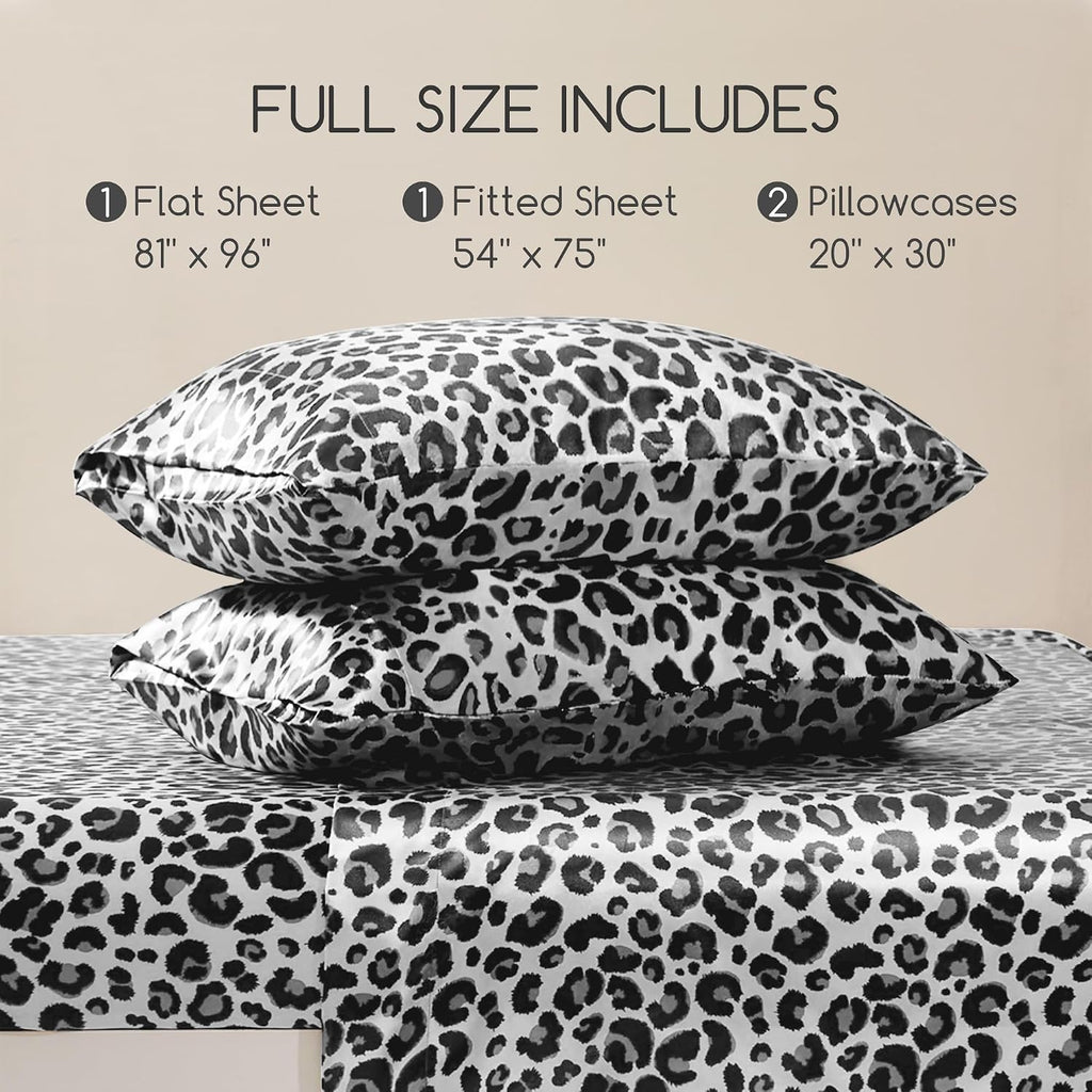 MR&HM Satin Sheets with Elastic Corner Straps, Full Size Sheets Set, 4 Pcs Silky Bedding Set with 15 Inches Deep Pocket for Mattress (…