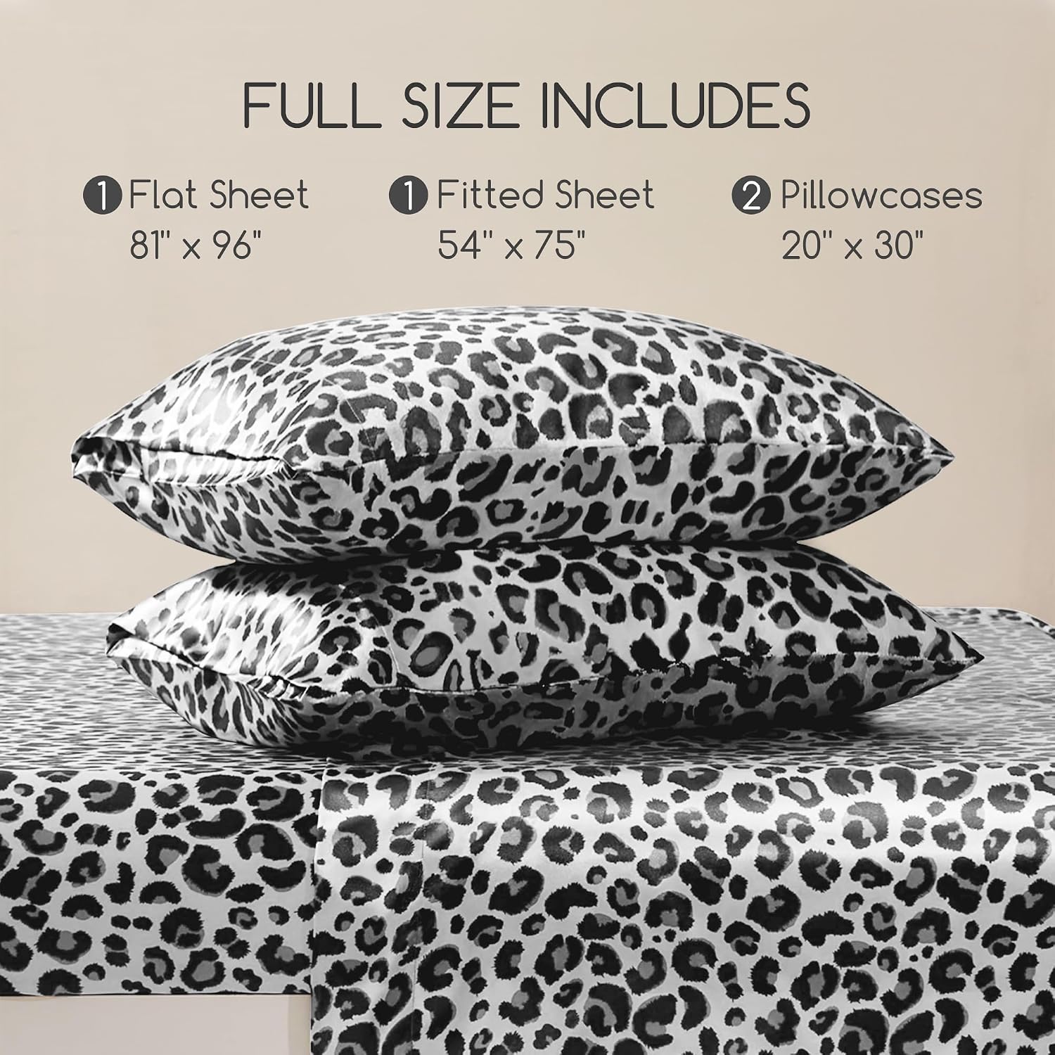 MR&HM Satin Sheets with Elastic Corner Straps, Full Size Sheets Set, 4 Pcs Silky Bedding Set with 15 Inches Deep Pocket for Mattress (…