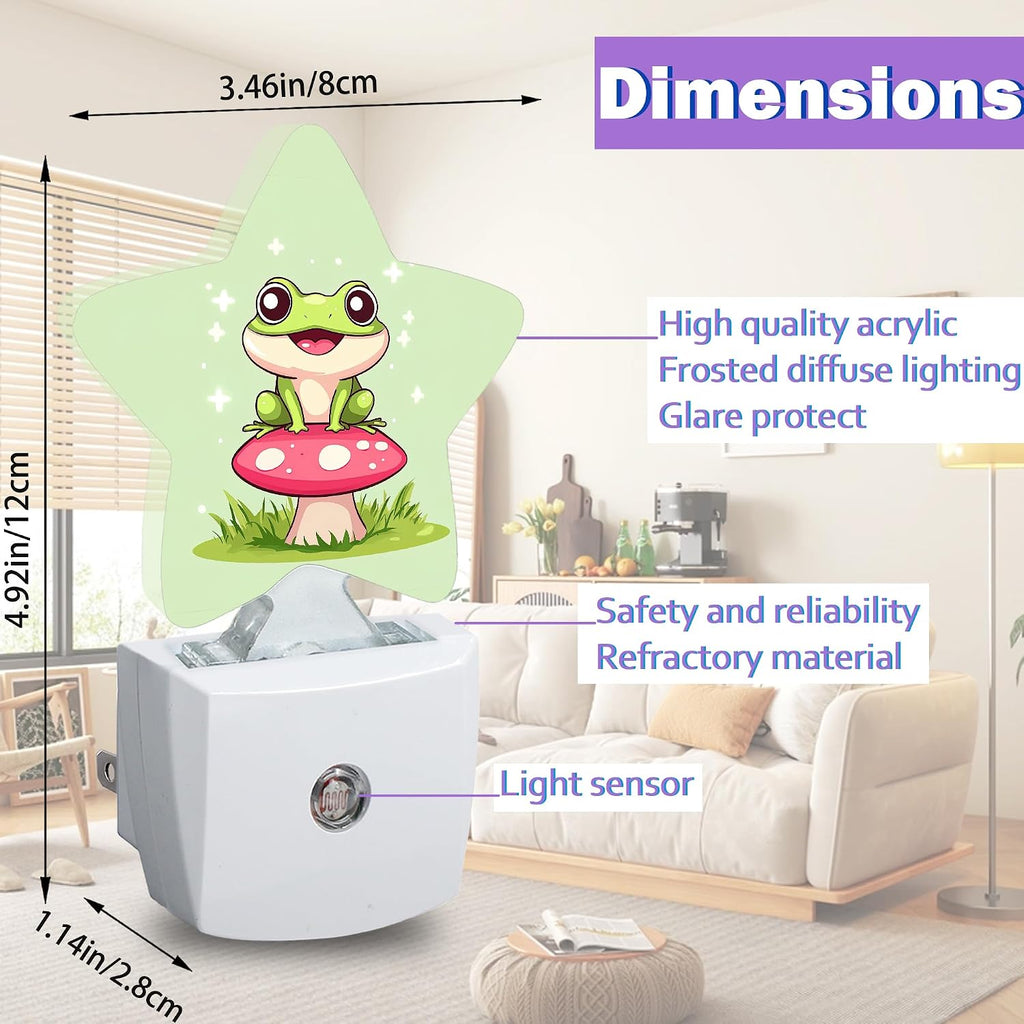 Cute Frog Night Lights Plug Into Wall, Red Mushroom Dusk to Dawn Light Sensor Night Light for Kids, Energy Efficient Sleep Friendly Lamp…