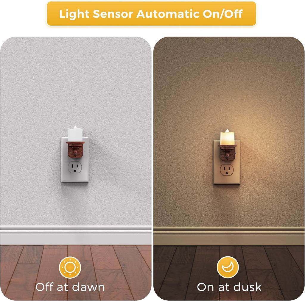 L LOHAS LED Night Light, 2 Pack Flameless Candle Night Light Plug in, Dusk to Dawn Sensor, 0-100LM Dimmable Nightlight, 3000K Soft White…