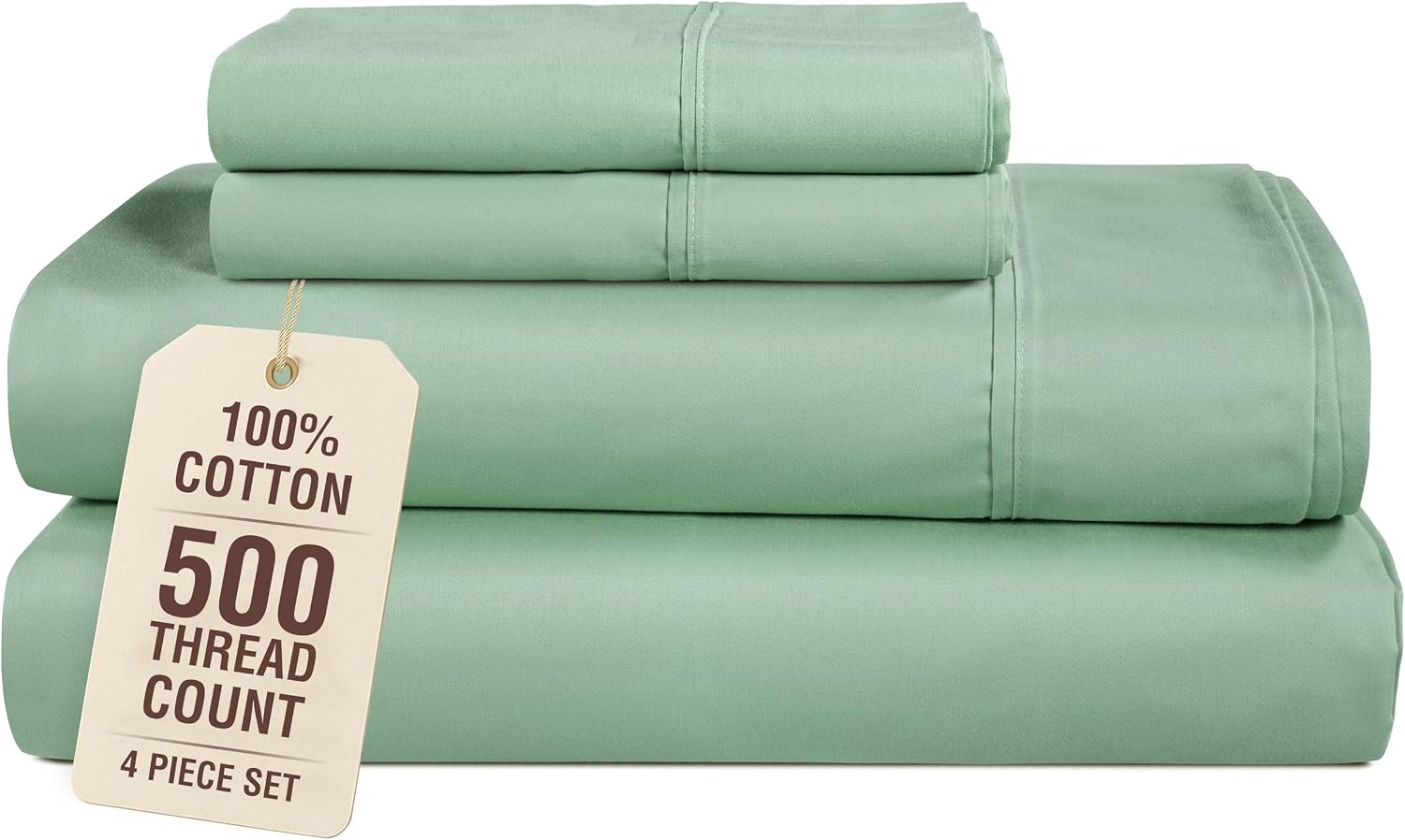Casa Platino Twin Size Sheets Set, 4 Piece 100% Cotton Bed Set with 500 Thread Count Silky Sateen Finish, Ideal for Everyday Use, 15 Inch…