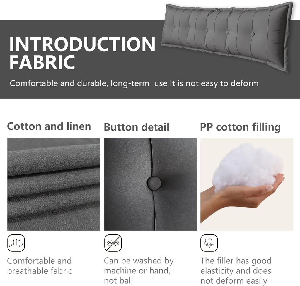 JohnearHomeFashionDecorLife Johnear Large Headboard Pillow Cotton Linen Daybed Cushion Backrest Bolster Pillow Support Positioning Bed Sofa…