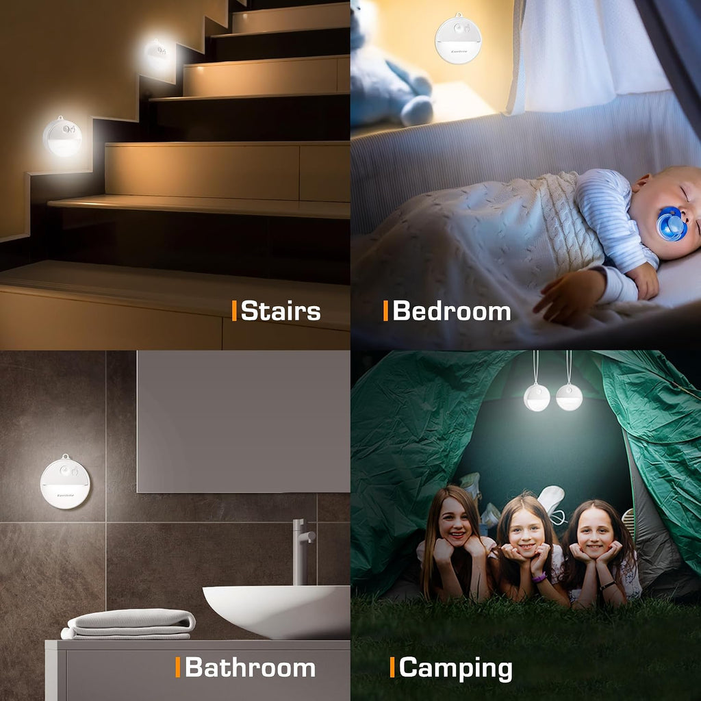 EverBrite LED Motion Sensor Night Light, Dimmable Night Lights with 15 RGB Colors, Cool White Motion Activated LED Night Light for…