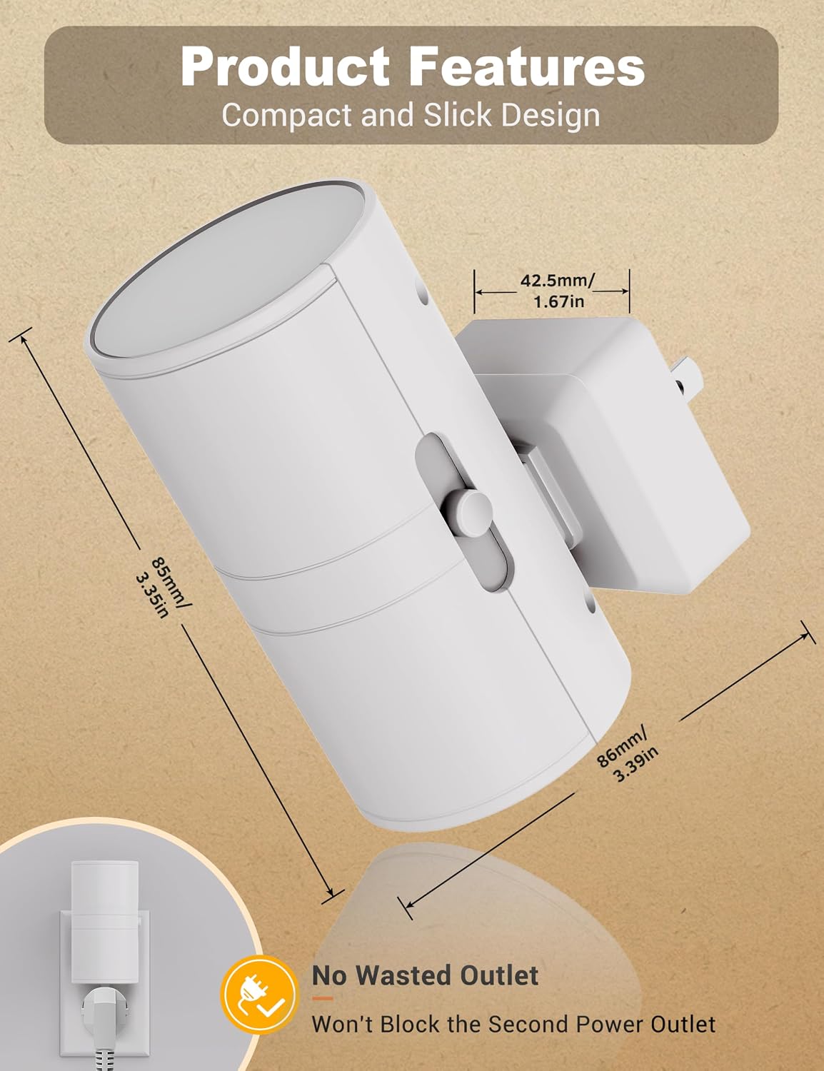 JandCase Night Lights Plug into Wall, Dimmable Night Light Plug in, Modern Night Light Dusk to Dawn Light Sensor, Warm White 3000K…