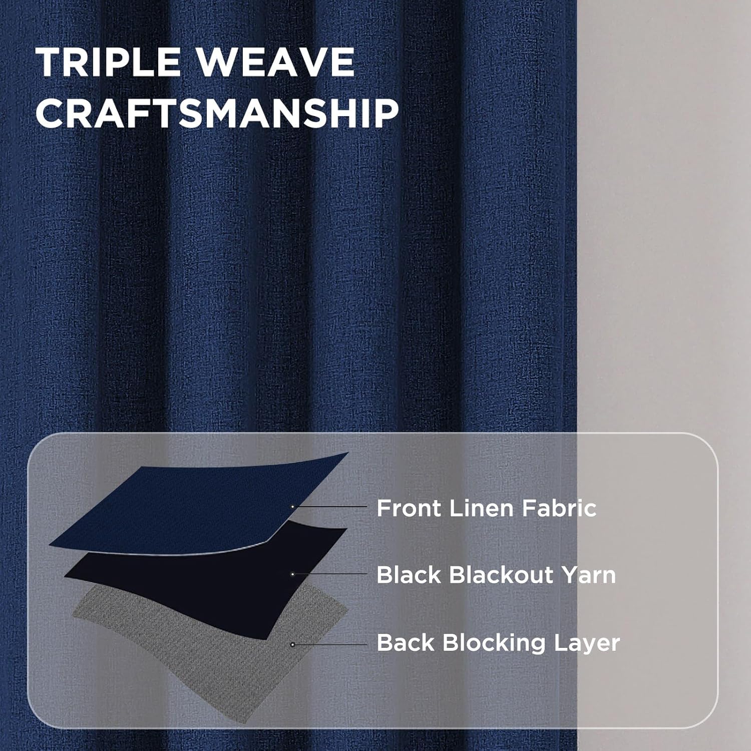 Cucraf 100% Blackout Curtains 90 inches Length 2 Panels Set, Room Darkening Linen Textured Curtain Grommet for Bedroom Living Room, Light B…
