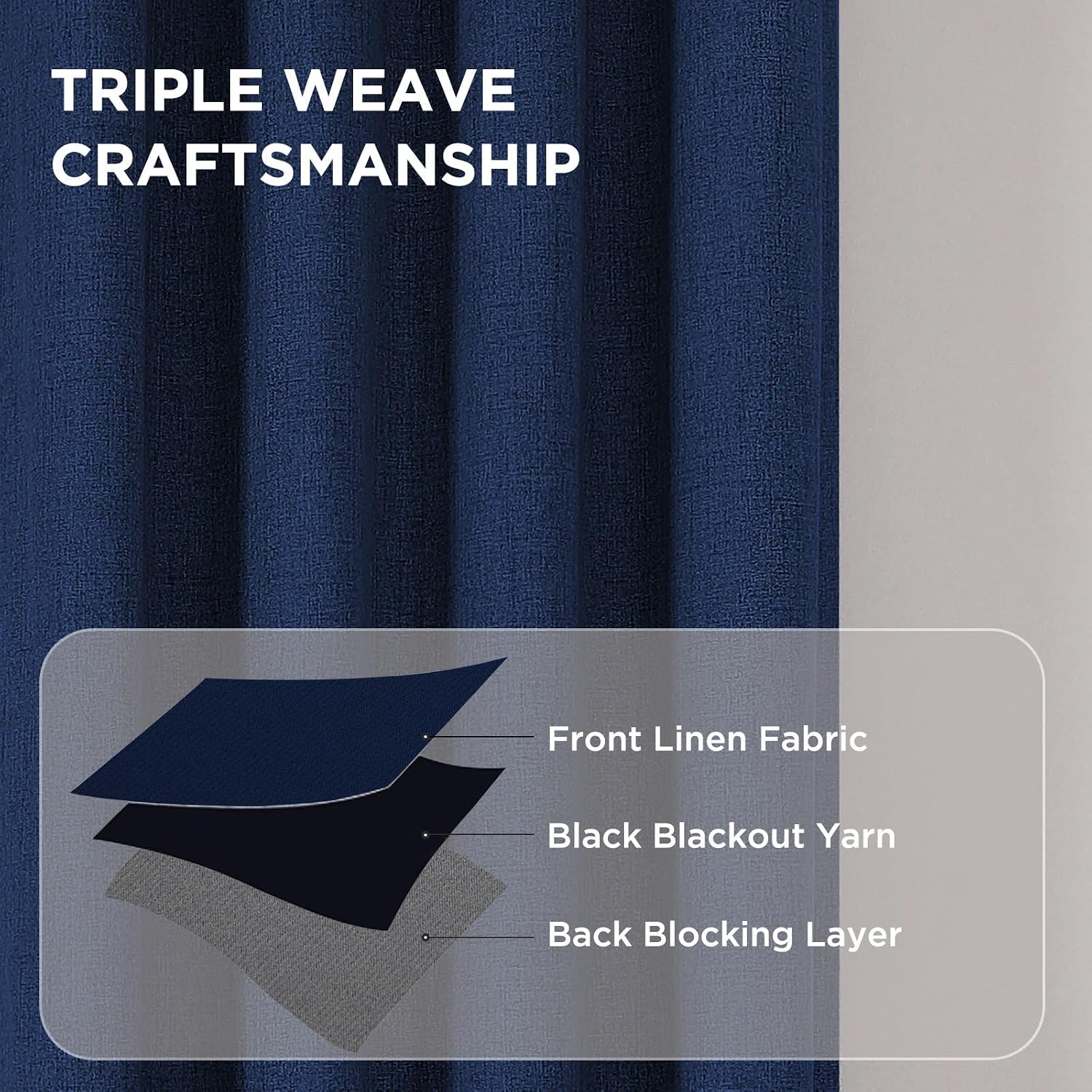 Cucraf 100% Blackout Curtains 84 inches Length 2 Panels Set, Room Darkening Linen Textured Curtain Grommet for Bedroom Living Room, Light B…