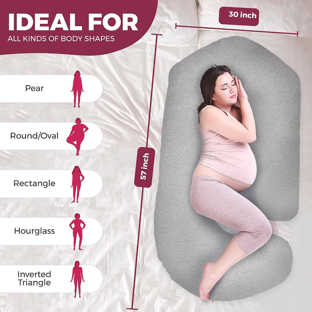 Pillani Pregnancy Pillows for Sleeping - V C U Shaped 57inch Full Body Pillow with Removable Washable Cover, Cooling Maternity Pillow for P…