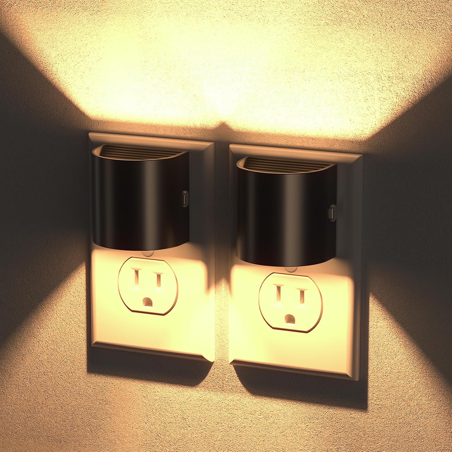 Night Lights Plug into Wall, LED Night Light 2 Pack, Soft Glow Night Lights with Dusk to Dawn Sensor, 3-Level Dimmable Nightlight, Up &…