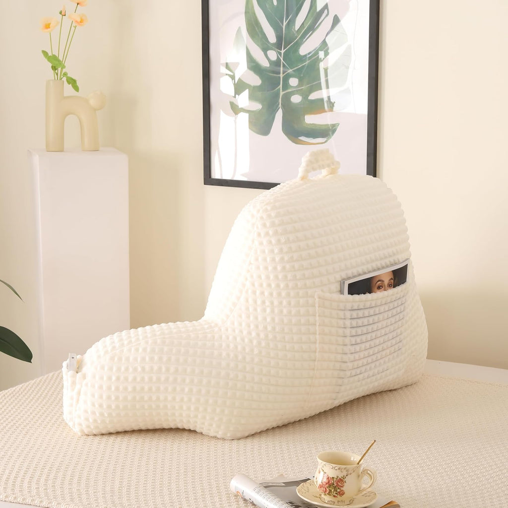 Pajeo Multi-Purpose Bed Pillow for Sitting Up,19" Flannel Backrest Pillow with Arms for Seniors & Pregnancy Support, Oeko-TEX Certified Sitt…
