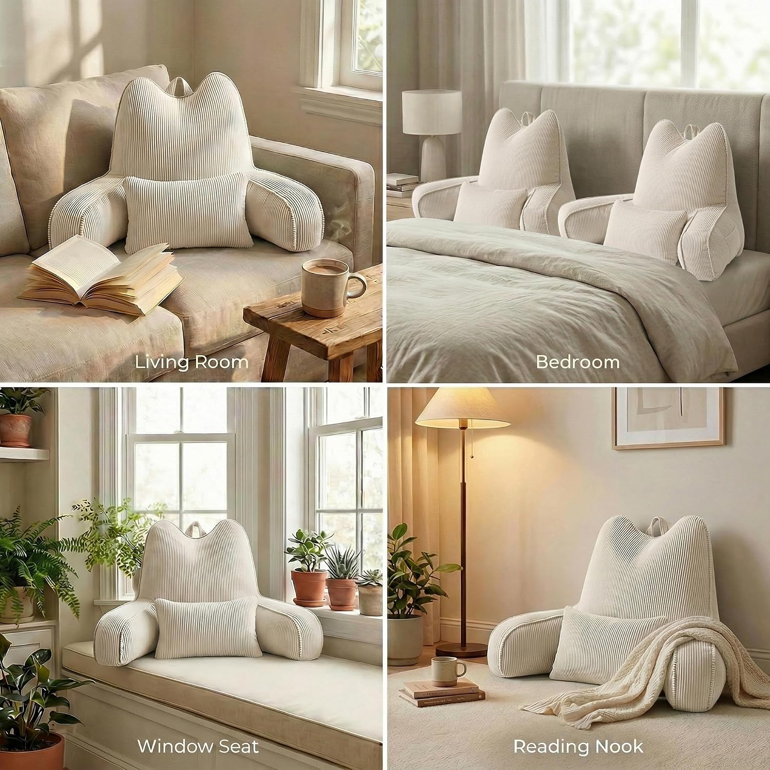 Ailuteie Patented Design Reading Pillow with Arms for Sitting Up, 2-in-1 Bed Rest Pillow with Detachable Lumbar Support, Backrest Support C…