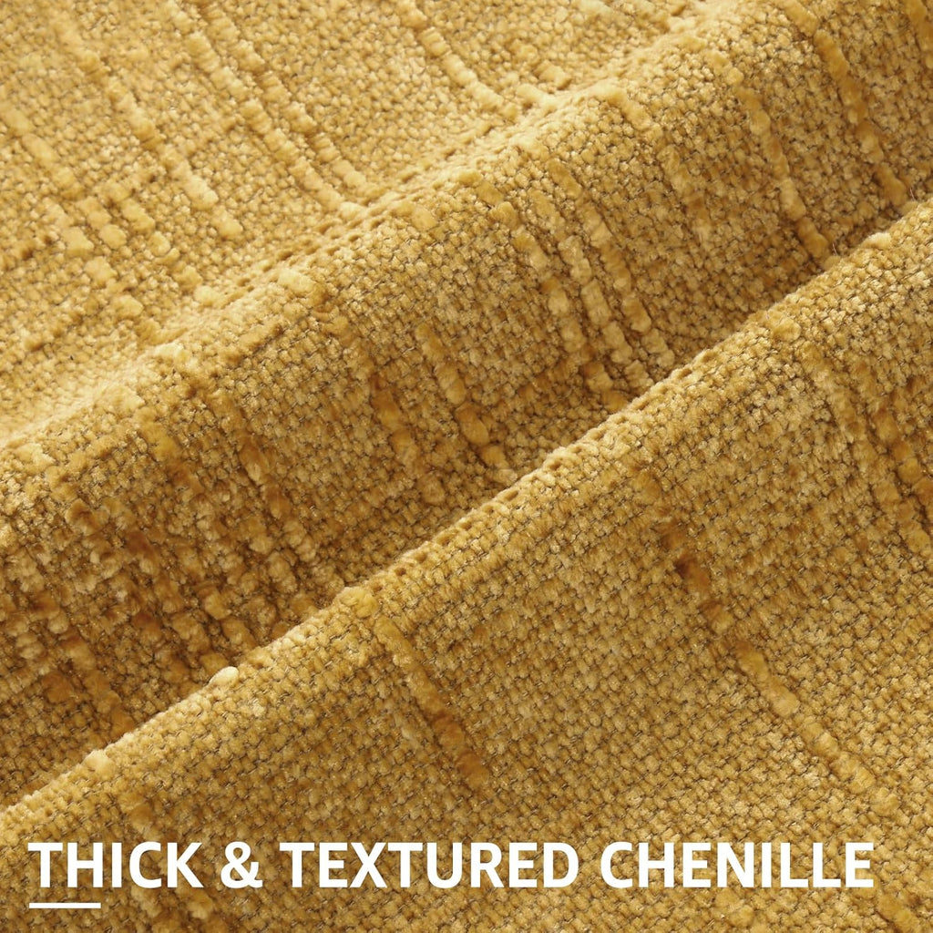 decorUhome Summer Mustard Yellow Chenille Throw Pillow Covers 18x18 Set of 2 Textured Soft Cozy Slubby Couch Pillow Covers Modern Farmhouse…