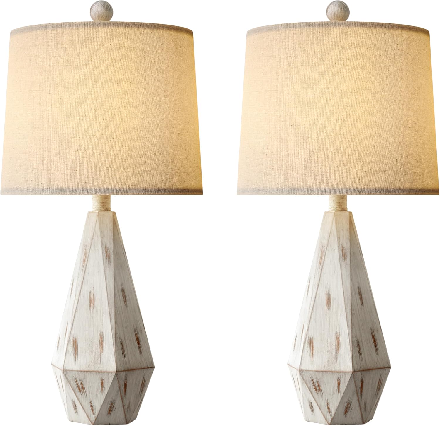 PoKat 23'' Farmhouse Table Lamps Set of 2, Beige Rustic Lamps for Living Bedroom Night Stands, Bedside Nightstands Living Room Table…