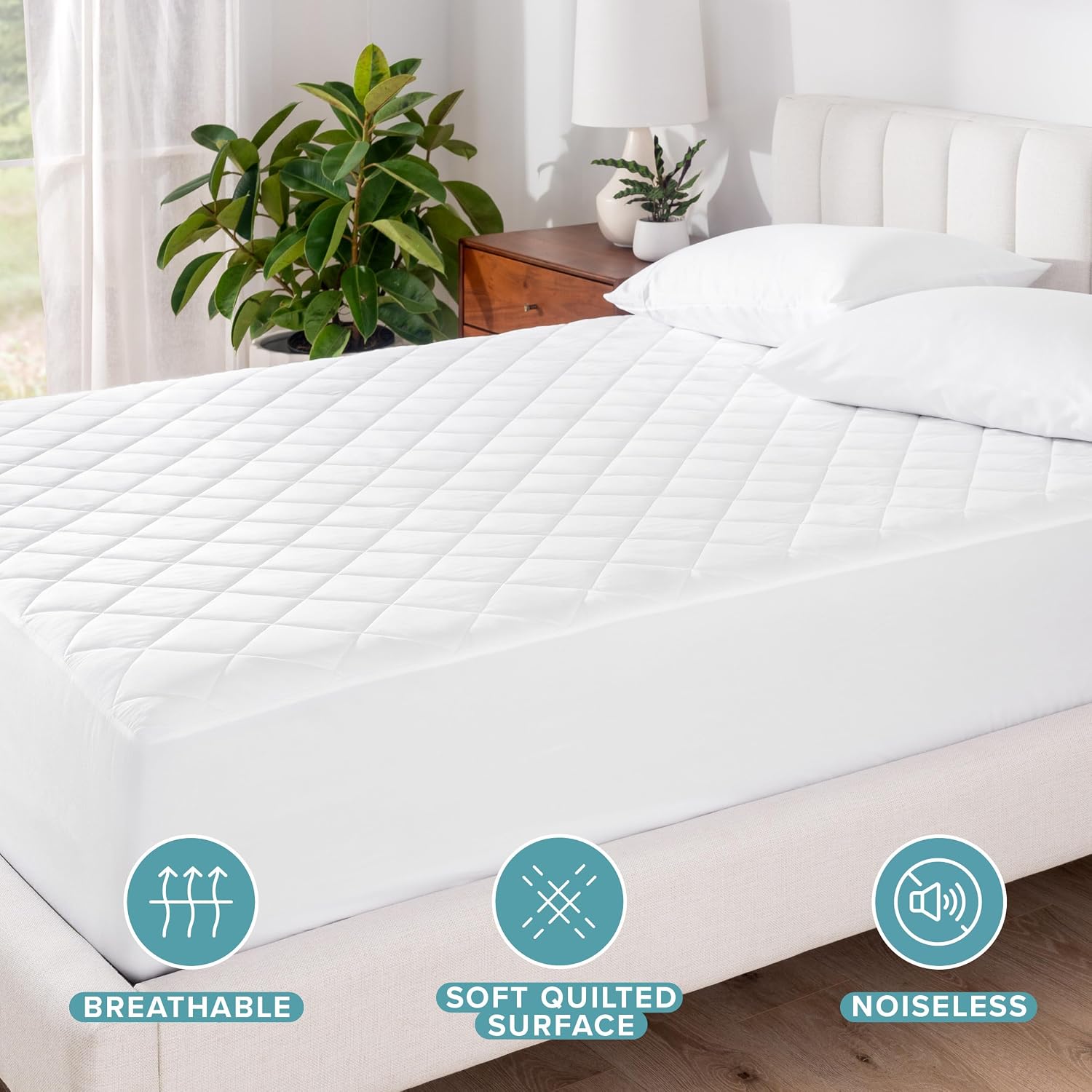 BareHome Bare Home Waterproof Quilted Mattress Protector - Cooling Mattress Pad - Protects Against Spills - Easily Washable - Elastic Fitte…