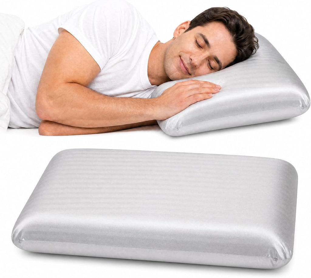 Wave Silicone Pillow for Sleeping, Cooling Ergonomic Neck Support Pillow with High Resilience Medium Firm Support, Breathable Washable…