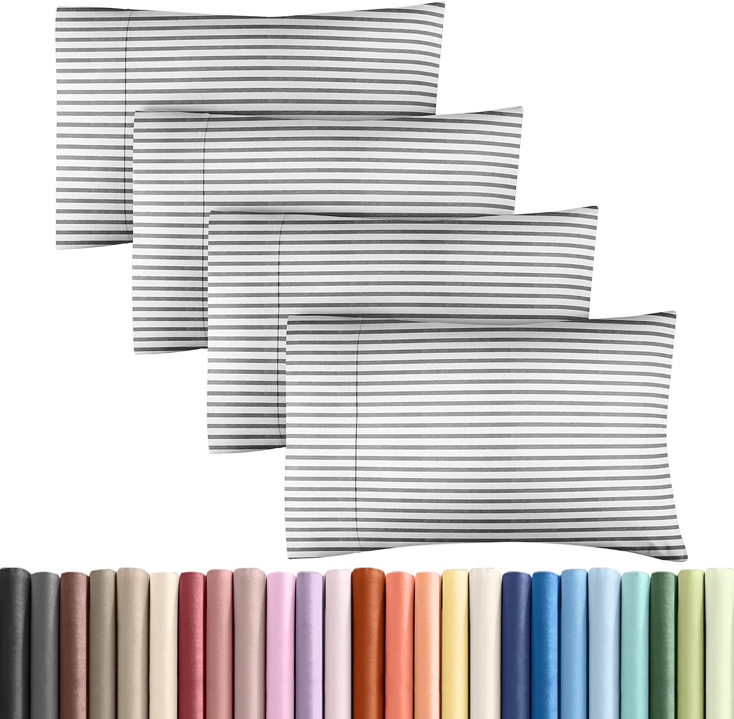 King Pillow Cases Set of 4 - Ultra Soft Hotel Quality Pillowcase Covers - Comfy, Cozy & Wrinkle Free - Shrinkage and Fade Resistant…