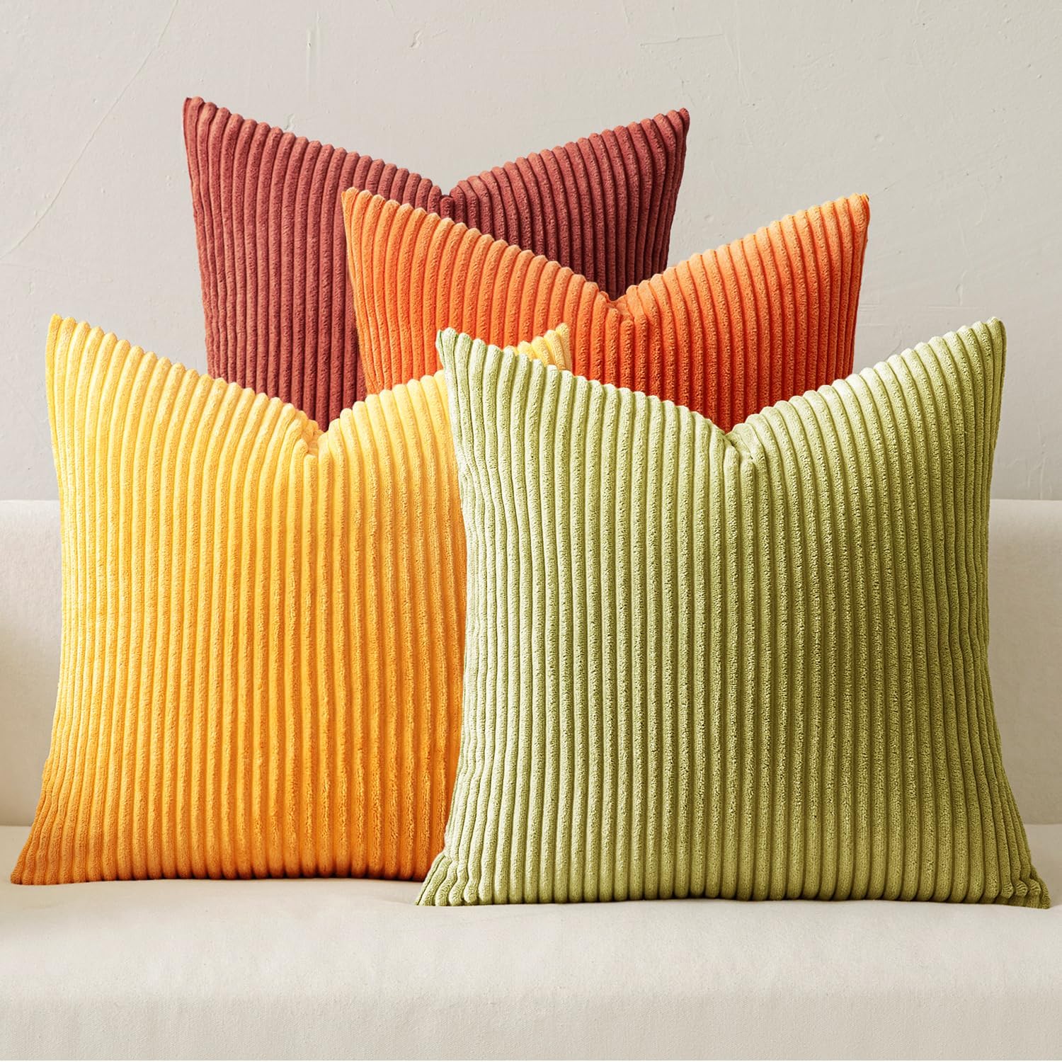 Miulee Decorative Throw Pillow Covers 18x18 Inch Set of 4, Vibrant Cushion Covers Vintage Retro Home Fall Decor Mix and Match Color Clash D…